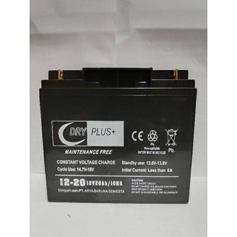 Jual AKI KERING GENSET DRYPLUS+ 12V-20AH VRLA AKI KERING MF | Shopee