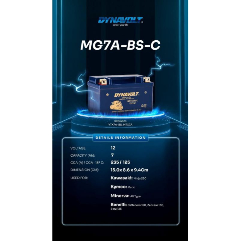 Jual AKI DYNAVOLT MG7A-BS-C FULL KERING AKI YTX7A-BS AKI MTX7A AKI
