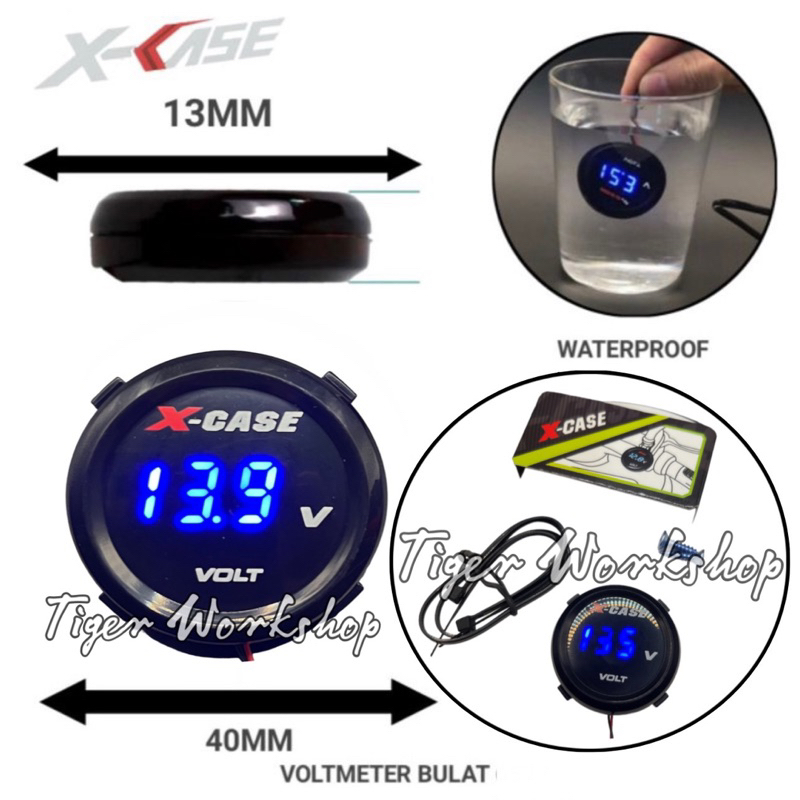 Jual Voltmeter Mini Bulat Xcase 6577 Pengukur Aki Digital Motor