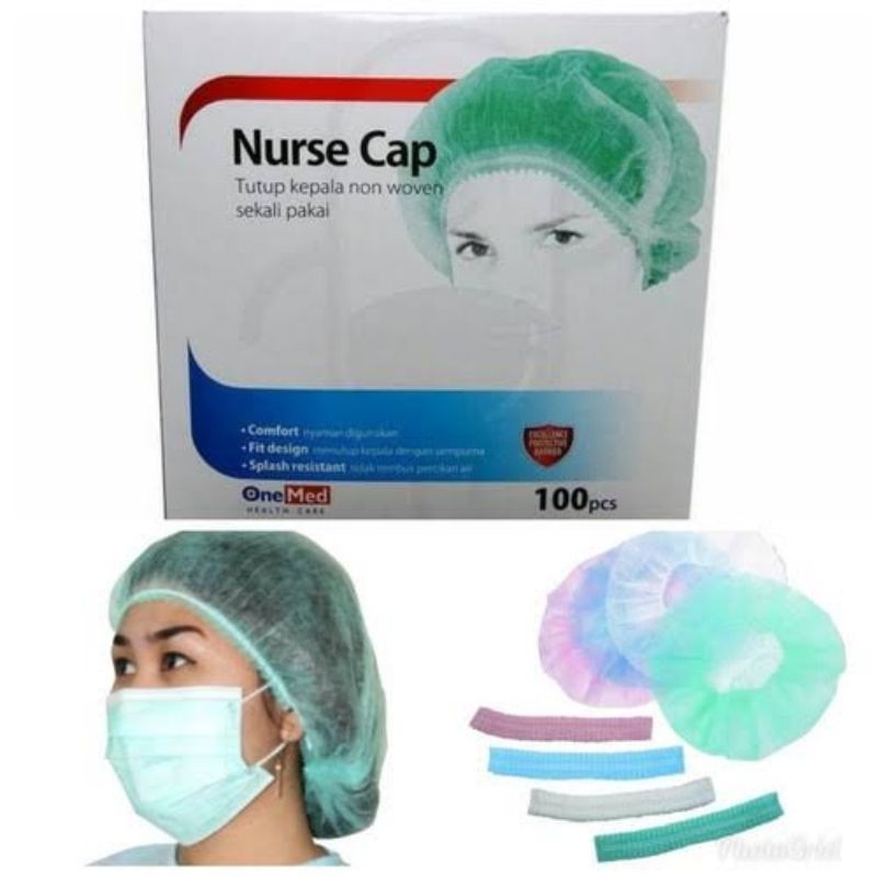 Jual Nurse Cap / Head Cap Medis Disposable Onemed Warna Biru | Shopee ...