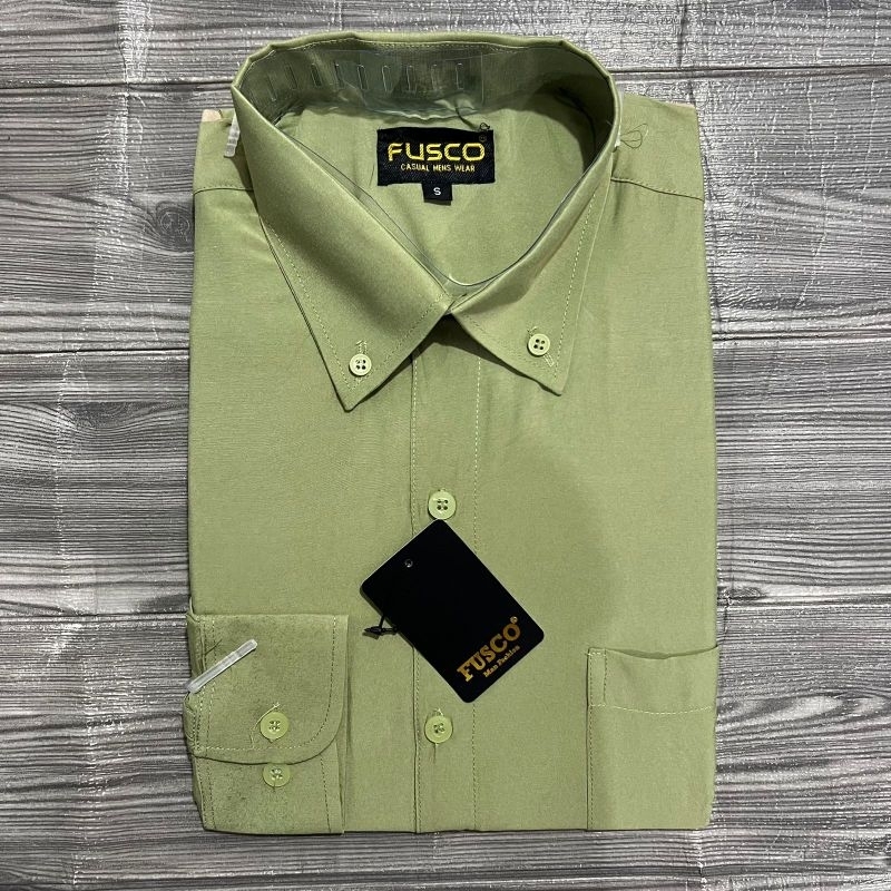 Jual Kemeja pria polos Lengan Panjang Kemeja formal warna Hijau Sage