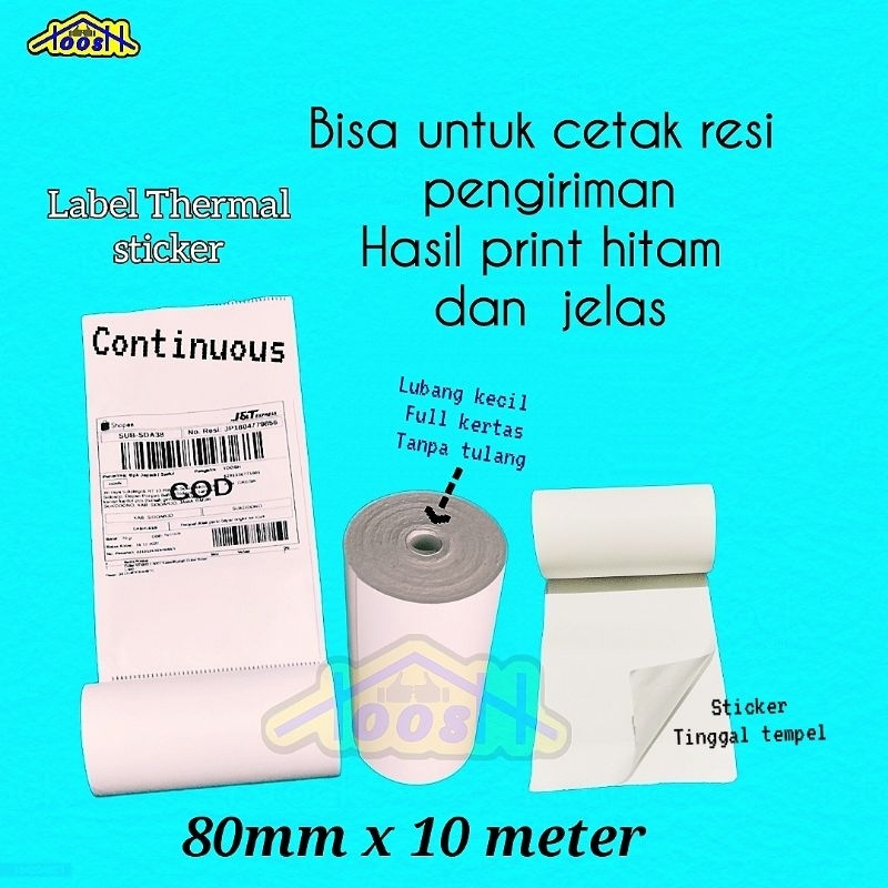 Jual Kertas Thermal Sticker Mm X Meter Continuous Kertas Label Sticker Thermal Mm X