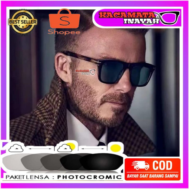 Jual FRAME KACAMATA MINUS PRIA SPORTY DAVID BECKHAM SQUARE PHOTOCROMIC