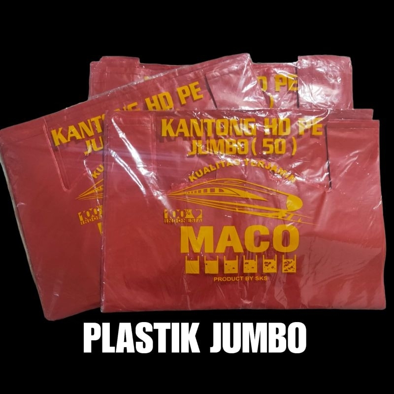 Jual Kantong Plastik Jumbo 50 Merah / HD PE Maco Jumbo Kresek Ukuran 50 ...