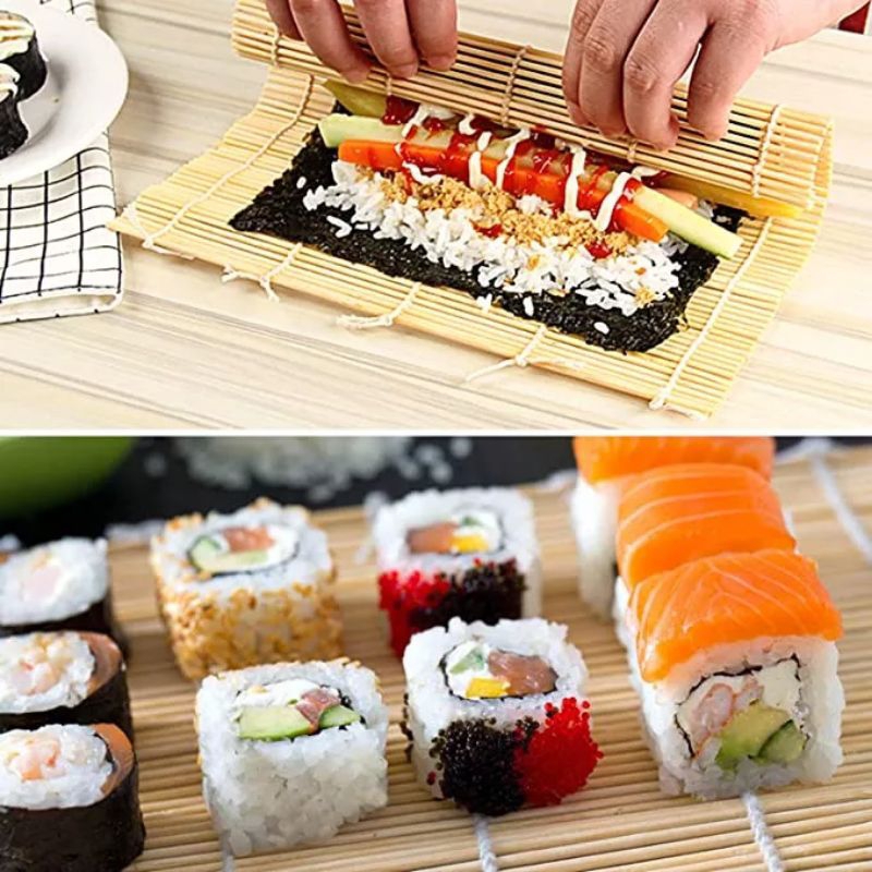 Jual Tikar Bambu Penggulung Sushi Roller Kimbab Alas Gulung Sushi