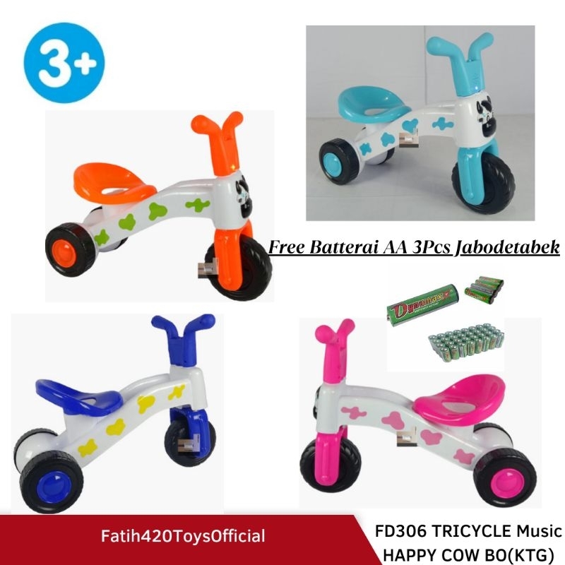 Jual GTO - Sepeda Sapi Roda Tiga Tricycle Music Led Happy Cow BO FD306 ...