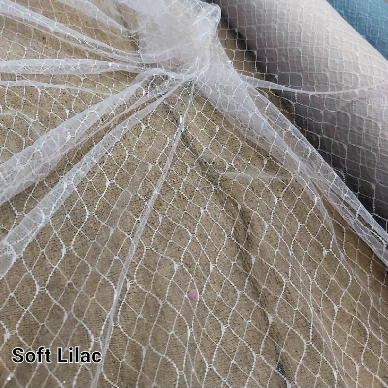 Jual Kain Tile Akar Soft Tulle Motif Maze Bahan Halus Lembut Tanpa Glitter Dan Mutiara