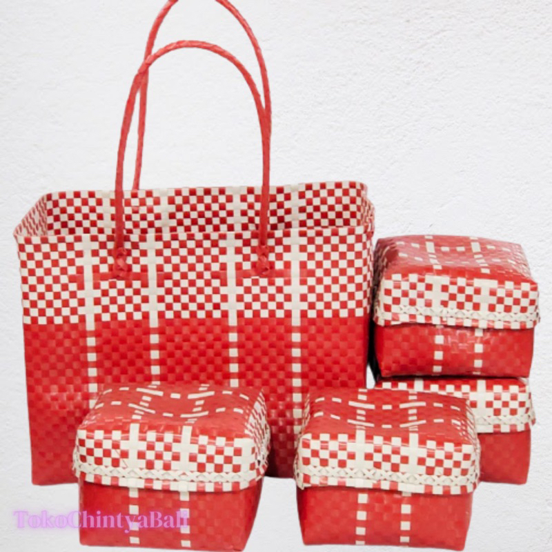 Jual Tas Keben set 4 Bahan Plastik Strapping FREE NAMA, Ukuran Anak