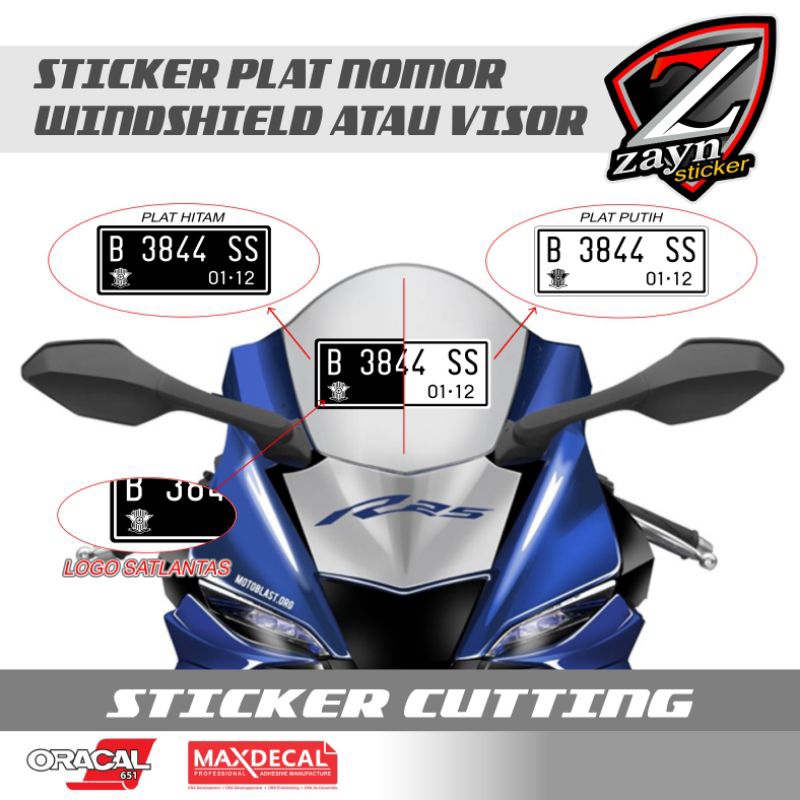 Jual Termurah Sticker Stiker Cutting Plat Nomor Visor Windshield Motor