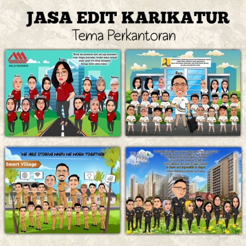 Jual Jasa Edit Karikatur Tema Perkantoran Perpisahan Farewell Profesi