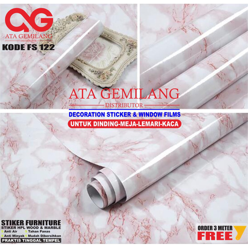 Jual Stiker Marmer Stiker Dinding Wallpaper Marble Glosy Lebar 122CM ...