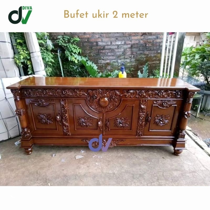 Jual Bufet Tv Bufet Pajangan Model Ukir Kayu Jati Panjang 2 Meter ...