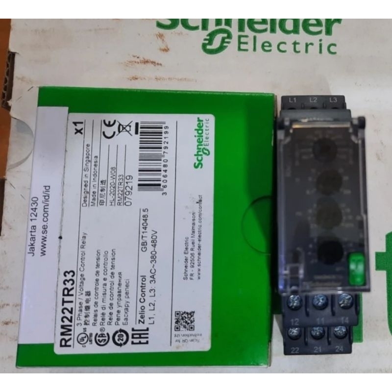 Jual RM22TR33 SCHNEIDER VOLTAGE CONTROL RELAY 3PHASE ZELIO Shopee