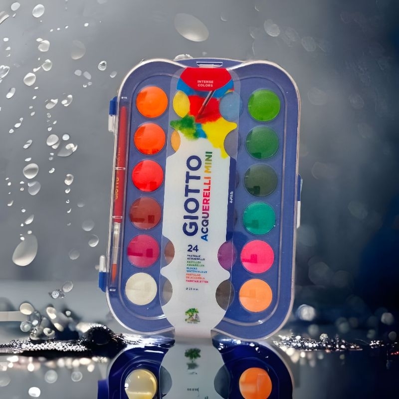 GIOTTO Mini Acquerelli – Boîte De 24 Pastilles De Gouache Avec Pinceau, Couleurs Vives Et Couvrantes, Dès 3 Ans