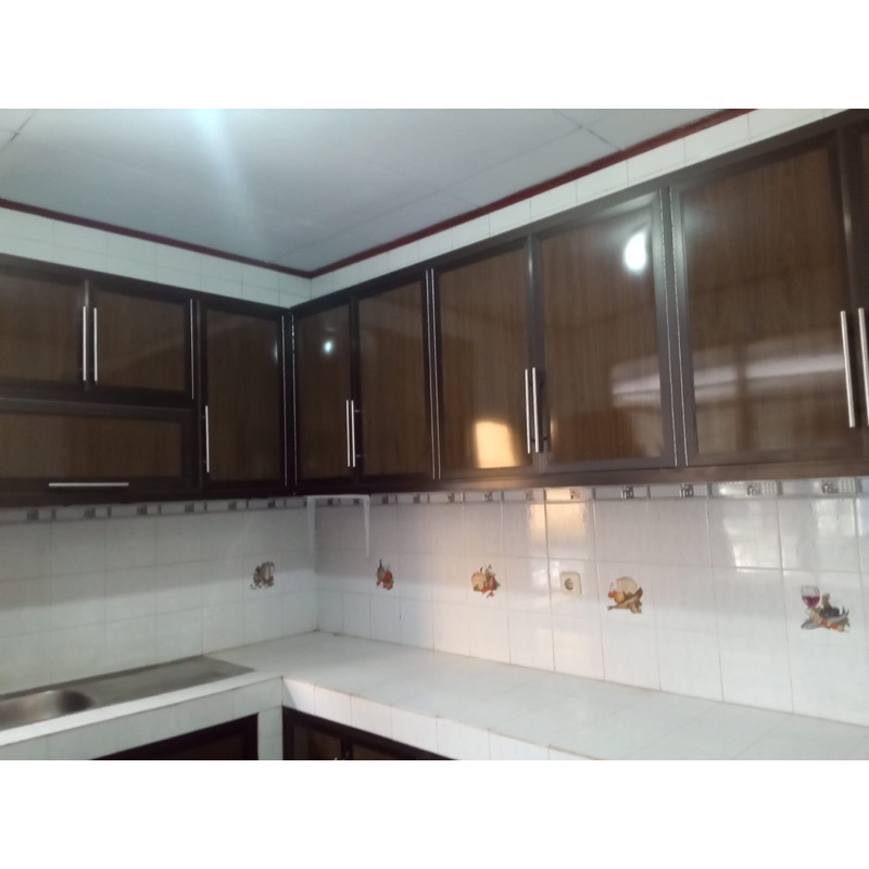 Jual kitchen set alumunium atas bawah warna cokelat acp motif | Shopee ...