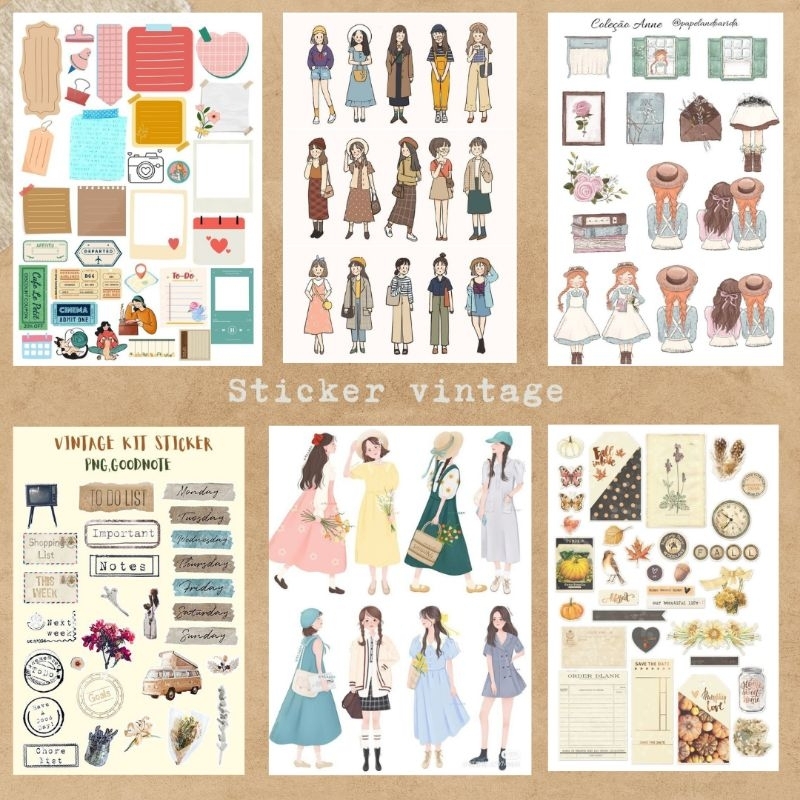 Jual Sticker Vintage untuk scrapbook jurnal A6 | Shopee Indonesia