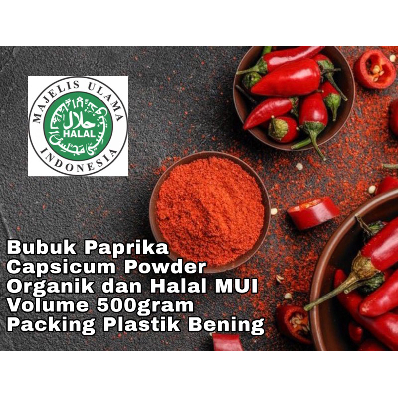 Jual Bubuk Paprika Capsicum Powder 500gram Halal Organik Shopee Indonesia