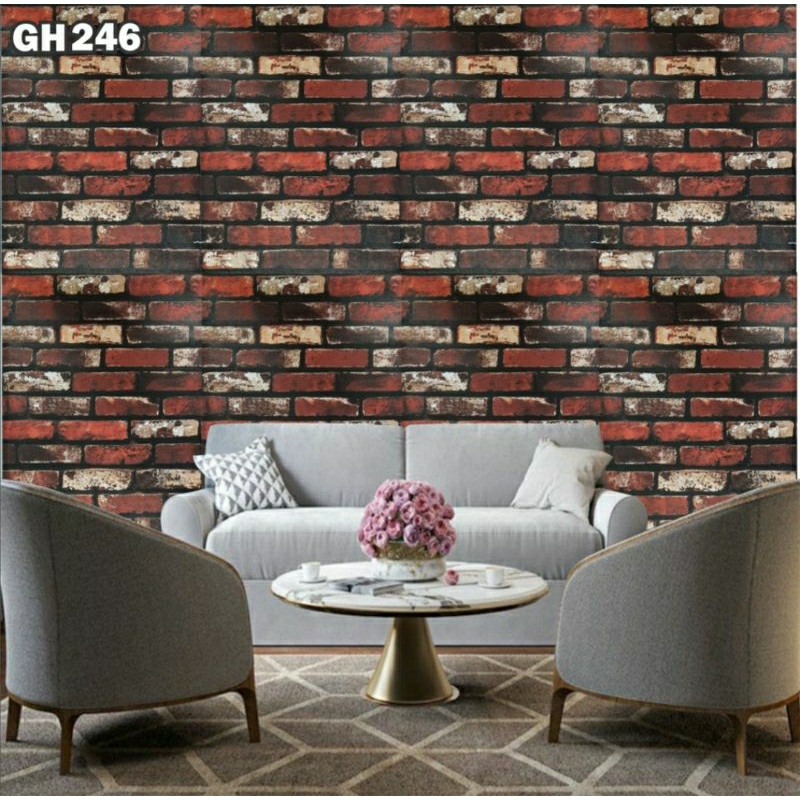 Jual Wallpaper dinding motif batu bata clasic ukuran 10m x 45cm ...