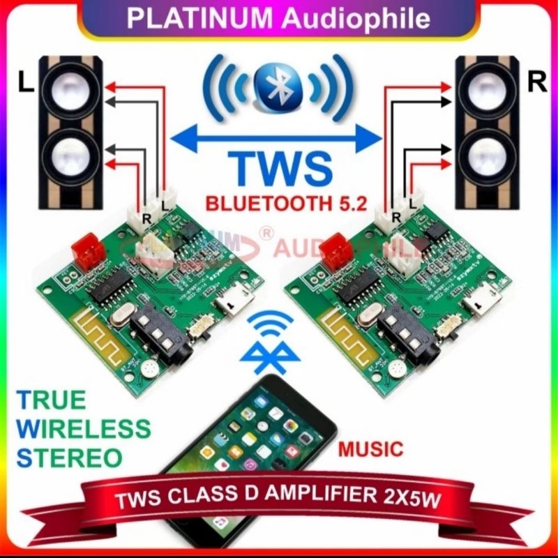 Jual Modul Bluetooth 5.2 TWS Amplifier Mini Class D 2X 5W Mp3 Decoder ...