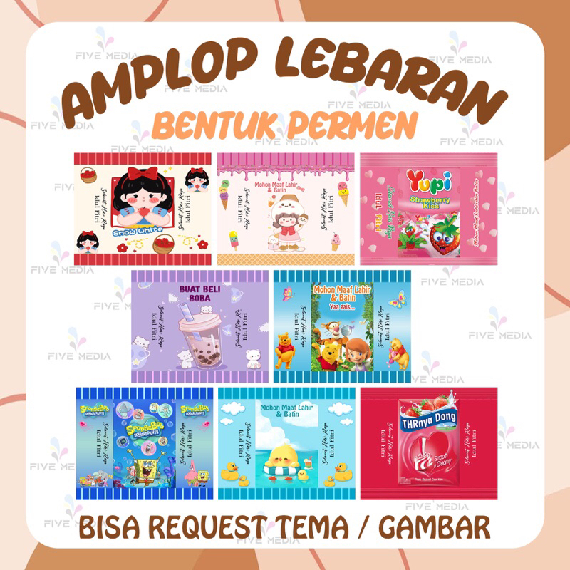 Jual Amplop Lebaran Bentuk Permen Bungkus Permen Lucu Unik Sudah Siap Pakai Dan Masih Lembaran 