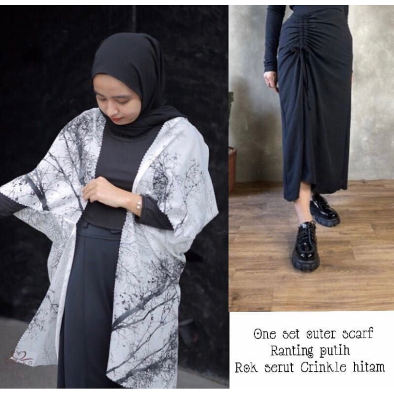 Product image One set outer scraf+ rok serut / One set Outer Scraf / rok serut crinkle / Outer scraf premium Motif o