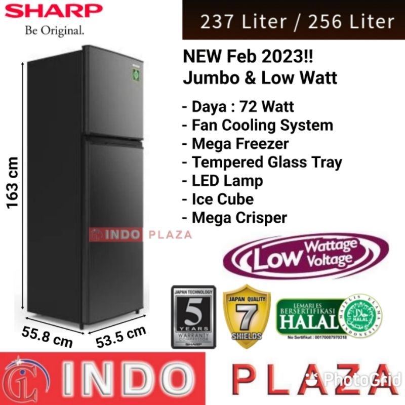 Jual KULKAS SHARP 2 PINTU JUMBO SJ-316MNHS LOW WATT LOW VOLTAGE NEW FEB