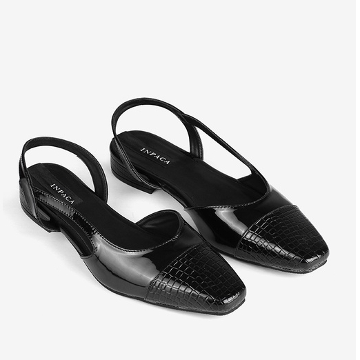 Jual INPACA Joilette Black Flat Shoes with Sling Back Shopee Indonesia