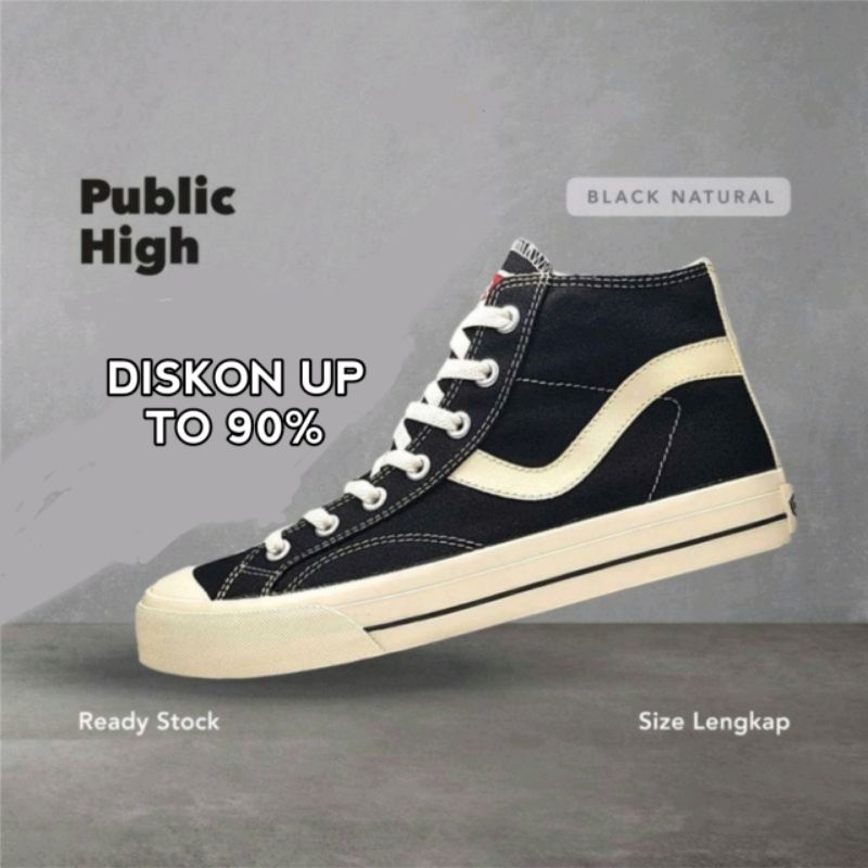 Jual Sepatu Ventela Public High Black Natural Original Shopee Indonesia