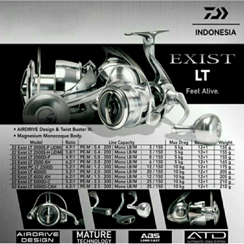 Jual Reel Daiwa Exist Lt 2022 2000s P2000d2500d4000d4000 Xh5000d