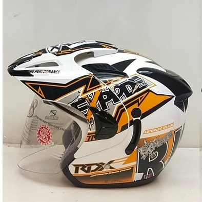 Jual Helm Half Face RDX Explode Rider White Orange double Visor Size M ...