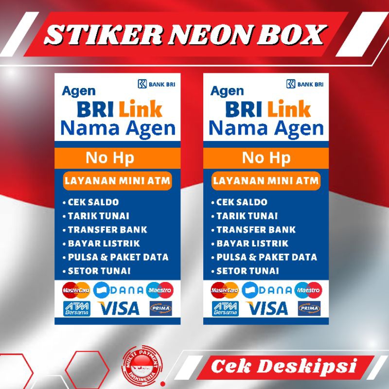 Jual STIKER NEON BOX BRILINK 50 x 100 CUSTOM NAMA 2PCS | Shopee Indonesia