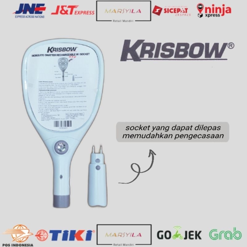 Jual Krisbow Raket Nyamuk Cas Dengan Senter Mosquito Killer Swatter ...