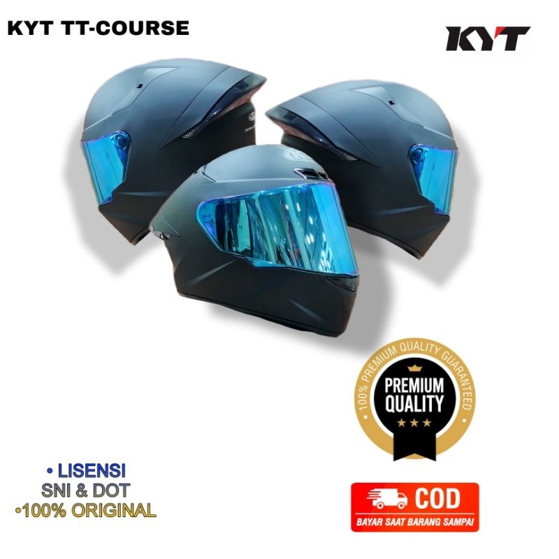 Jual Helm Kyt Tt Course Solid Black Doff Paket Ganteng I Visor Iridium