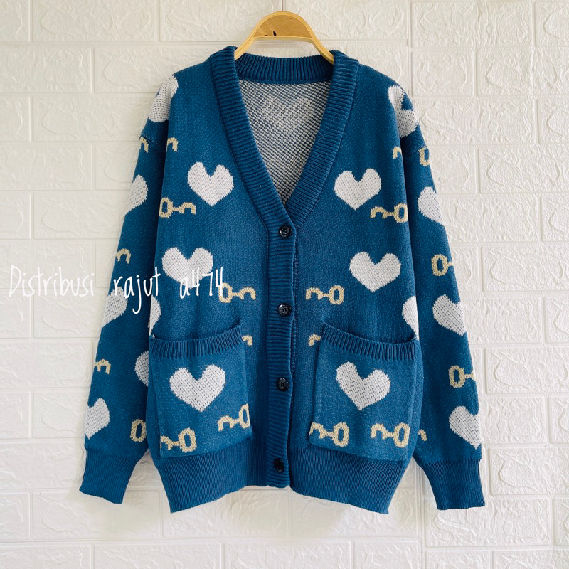 Jual CARDIGAN RAJUT KANCING VALENTINE MOTIF LOVE KUNCI OVERSIZE OUTER ...