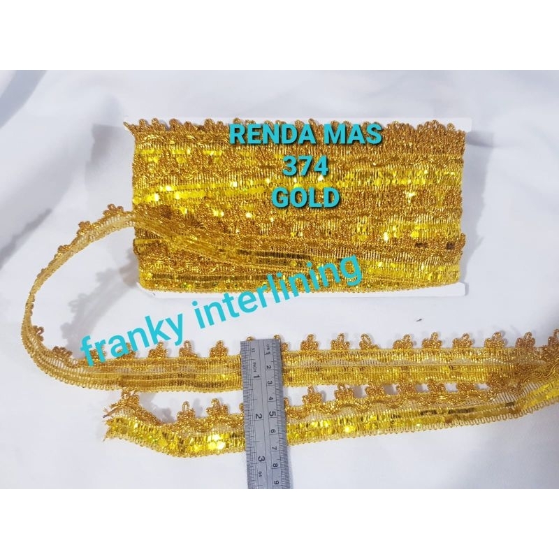 Jual RENDA MAS METALIK 374 LEBAR 3CM BENTUK MAHKOTA ISI 15 METER ...