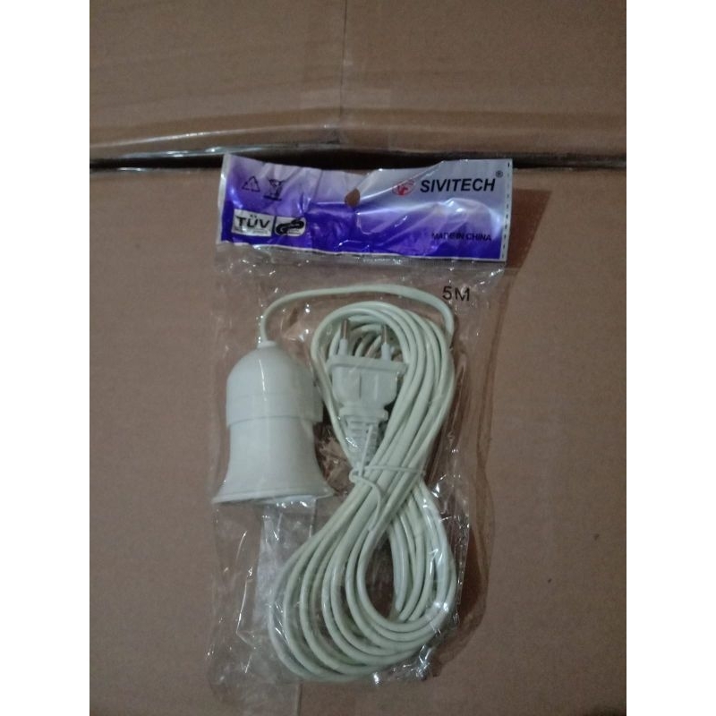 Jual fitting lampu gantung plus kabel 5meter colokan listrik fiting piting kabel 5 meter gantung