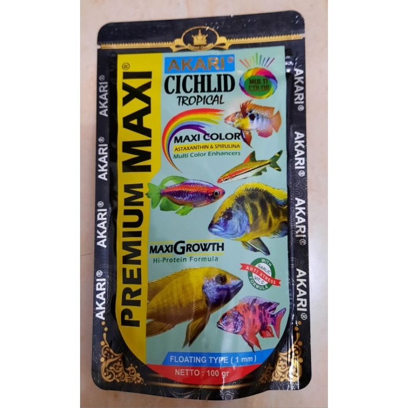 Jual Pelet Akari Premium Maxi Cichlid Tropical Multi Color 1 Mm 100