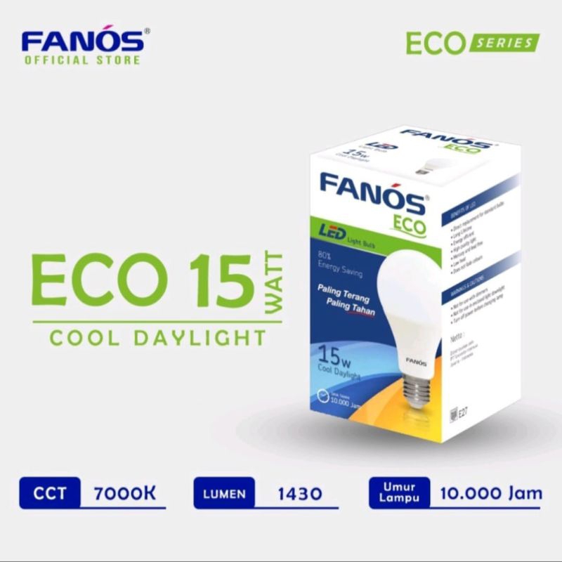 Jual Fanos Led Eco Lampu Fanos Led Eco Watt Bohlam W Putih Shopee