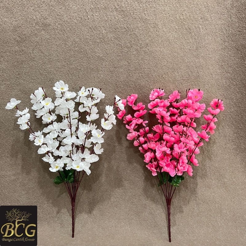 Jual Bunga Cherry Blossom Cabang X9 (Lusinan) Bunga Sakura Palsu