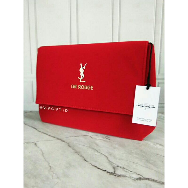 Jual ORIGINAL YS-L OR ROUGE POUCH VELVET RED (Dustbag) | Shopee Indonesia