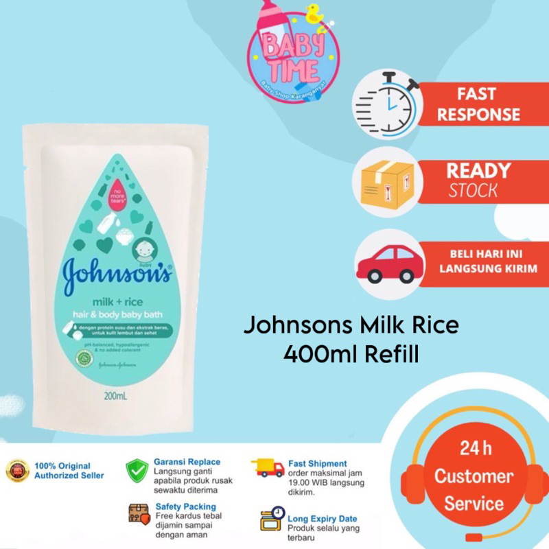 Jual Johnson’s ® Bath Milk Rice 400ml & 200ml Refill | Shopee Indonesia