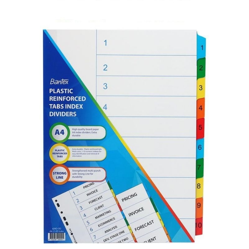 Jual Divider File Pembatas Ordner Binder, Index Angka 1-10 ukuran A4 ...