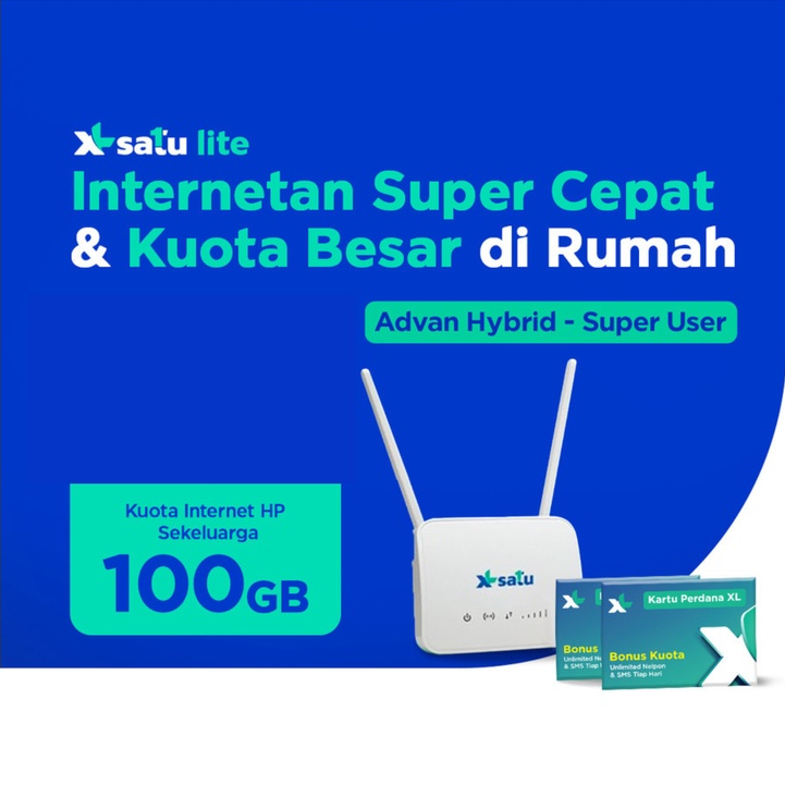 Jual XL SATU Lite Super User Rumah Unlimited Kuota HP 100GB