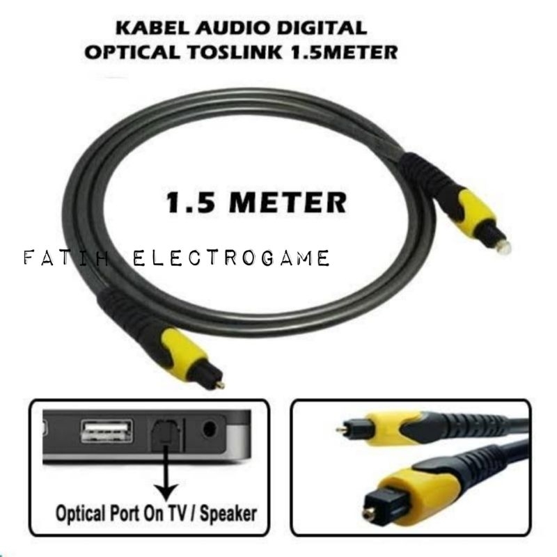 Jual Kabel optik audio tv 1.5 meter / Kabel fiber optik / Kabel optik / Kabel optical audio tv