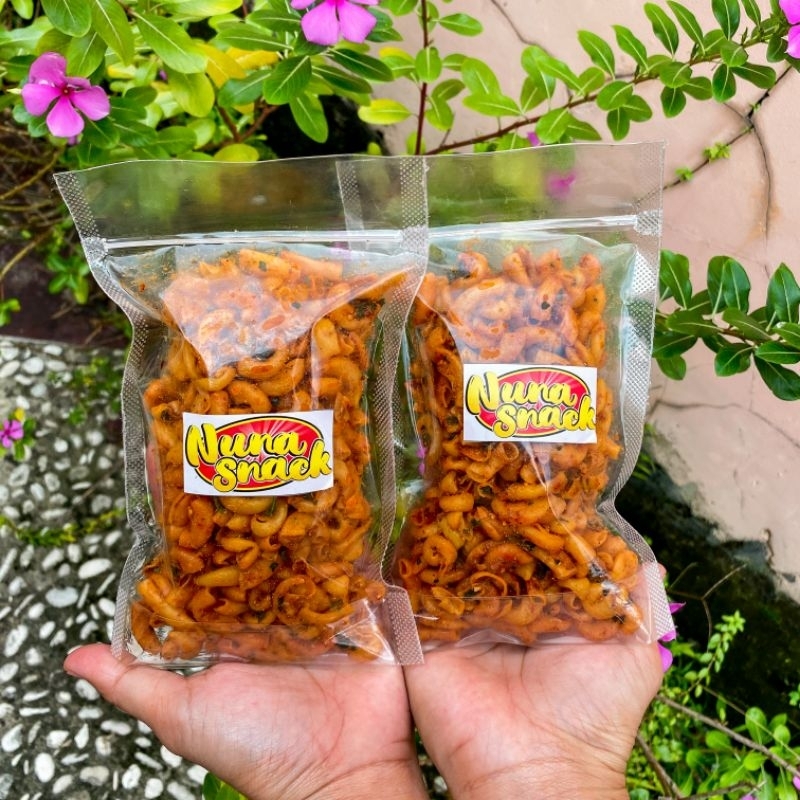 Jual Makaroni Bantet Pedas Daun Jeruk Kemasan Pouch 100 Gram Cemilan