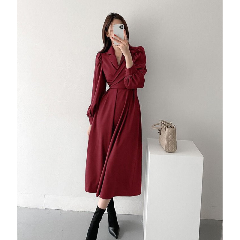 Jual Zico Dress Korean Simple Polos Basic Dinner Kancing Busui Plain ...
