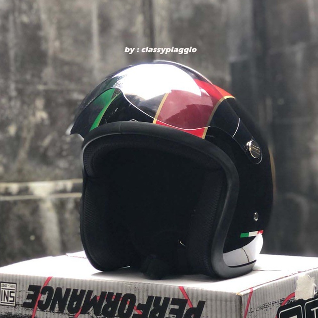 Jual Helm Vespa Hitam Glossy Lengkap Kaca | Shopee Indonesia