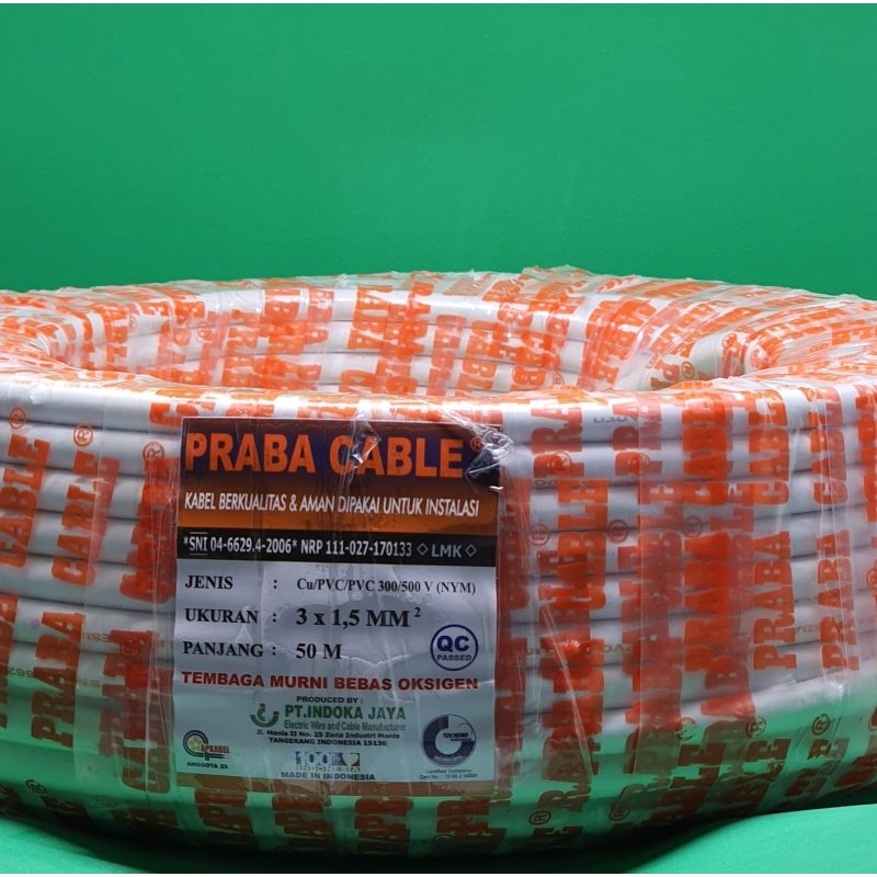 Jual Kabel Listrik Nym 3x1 5 Tembaga Asli Praba 50 Meter Sni Lmk