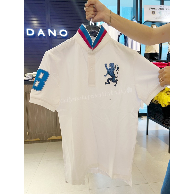 Jual Giordano Polo Shirt Man Lion 3D Tapered Fit Signature White from