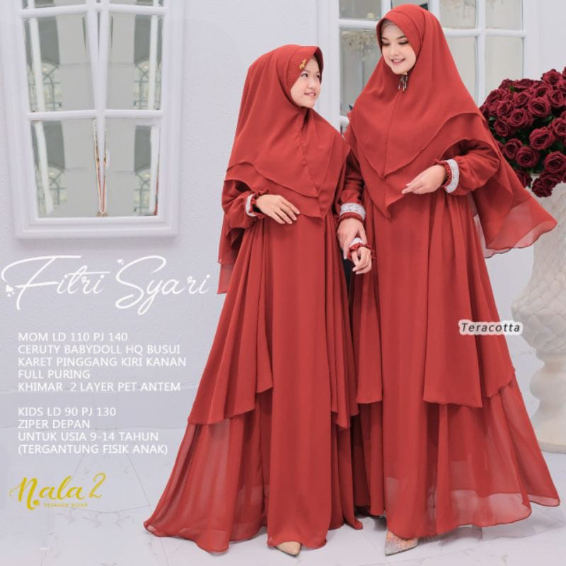 Riva Fashion Gamis Couple Syari Gamis Set Hijab Gamis Remaja Teen LD 90 LD 110